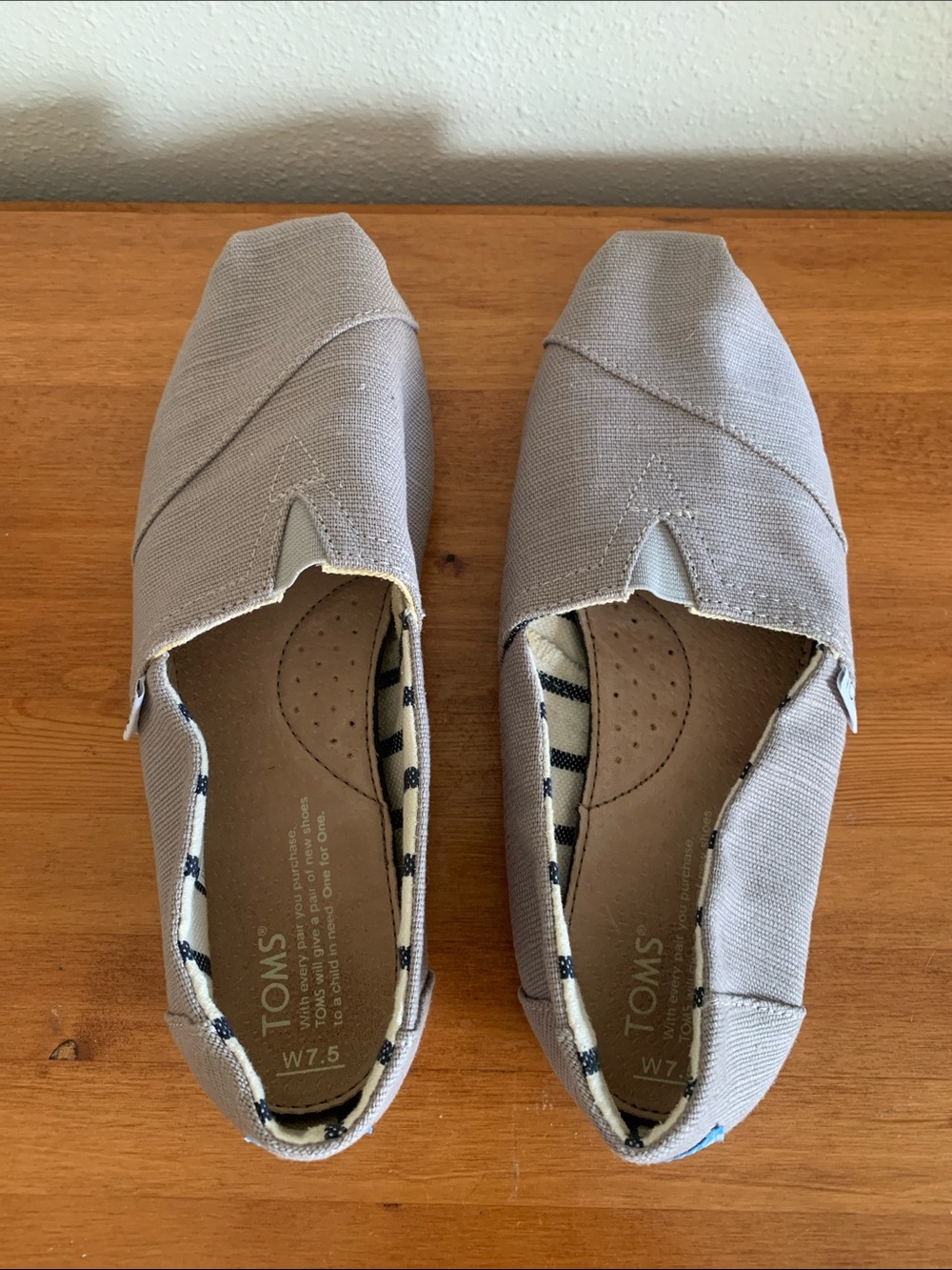 TOMS Light Gray Canvas Slip-On Loafers